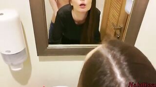 A sexy girl agreed to fuck with a guy in the first date in the restaurant toilet
