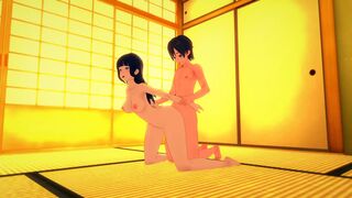 Hinata Hyuga is too shy to have sex with her classmate in public place