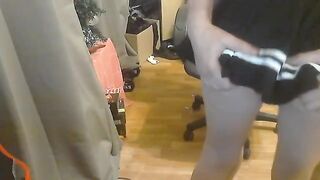Young schoolgirl makes blowjob and fucks with her boyfriend at home