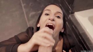 Extra small brunette Danika Mori gets fucked by her boyfriend