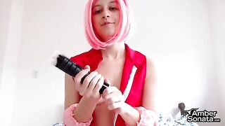 Sakura explains the rules for masturbation, showcasing her commanding presence from Naruto in a steamy JOI scene