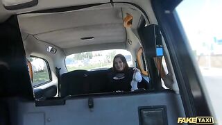 Fake taxi ride with Sabien Demonia in fishnets ends with intense sex
