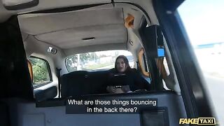 Fake taxi ride with Sabien Demonia in fishnets ends with intense sex
