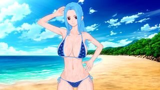 A busty woman named Vivi has beach sex in an animated scene