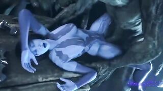 Cortana gets her pussy railed by everyone in this wild scene