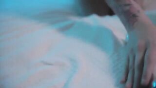 A young model gets horny and masturbates with a Hitachi wand, reaching an intense orgasm