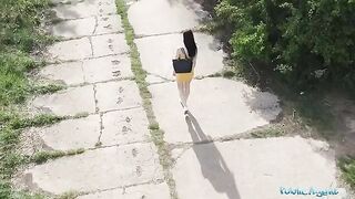 The Public Agent spies on a hot babe taking a piss outside and fucks her hard