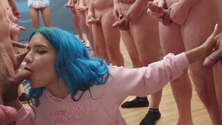 Min Galilea swallows 64 huge cumshots in mouthful bukkake style