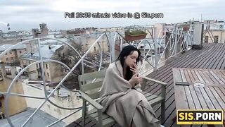 A young girl suffers from smoking, so she sucks her stepbrother’s cock