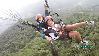 Paragliding with stunning Latina Mariana Martix and her squirt