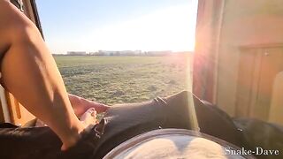 Babe fucked in the camper with the door left open