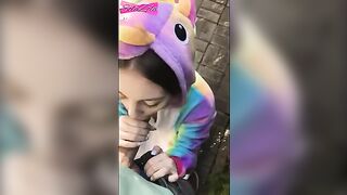 A girl ran away after getting fucked outdoors as a prank