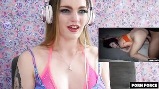 Pretty brunette Carly Rae reacts to a rough sex scene
