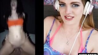 Pretty brunette Carly Rae reacts to a rough sex scene