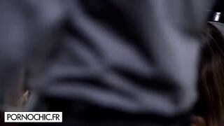 Hot foursome with Claire Castel and Lana Rhoades in stockings
