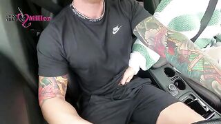 My wife deepthroated my cock while driving in a risky spot, damn hot!