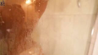 Young and sexy girl has fun with a big dildo in the shower