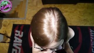 The perverted student got her glasses covered with man's sperm
