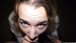 Petite teen Mona Blue gets her throat filled with cum