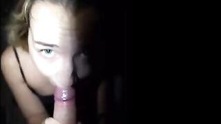 Petite teen Mona Blue gets her throat filled with cum