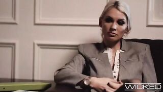 Busty blonde Kenzie Taylor gets fucked by two cocks in therapy session