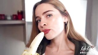 A hungry neighbor with appetizing Miss Banana Blowjob got a cumshot