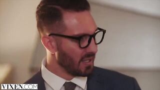 A young fashion model was being inspired by a designer in every possible way