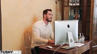 Nancy has anal sex with her handsome and hot coworker