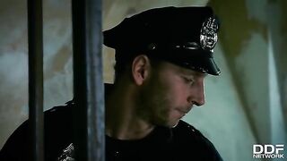 Two glamorous MILFs, including stunning Kathia Nobili, get fucked in a police office