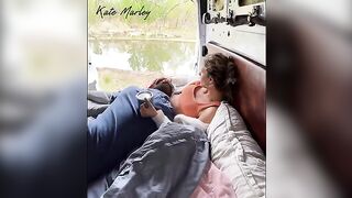 Camping fun and fingering with a stunning brunette