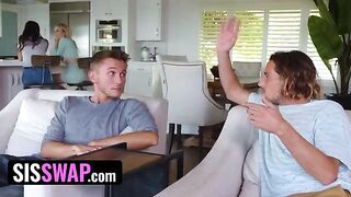 Lusty dudes pretend to be their stepsisters' boyfriends, swapping and getting them banged hard