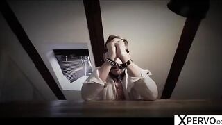 Two insatiable step-sisters sharing a sex slave in an intense scene