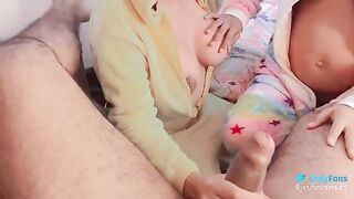 A trio with a pregnant woman of 6 months who enjoys a great cock