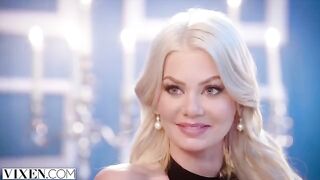A stunning blonde, Riley Steel, gets intimate with her man in a captivating scene