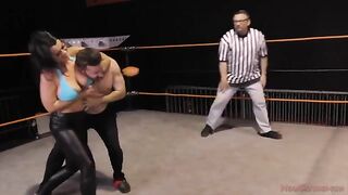 Gorgeous brunette MILF Nadia White dominates her partner in a fierce match