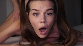 Petite teen with a big ass gets fucked hard in anal by a huge cock