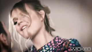 A pretty and giggly blond girl gets a strong cock in her wet pussy