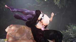 Busty woman breeds with a monster in a wild encounter