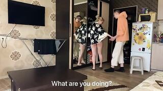 A young guy was seduced by a milf without panties