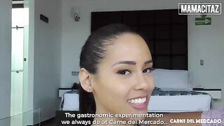 Skinny brunette teen Andreina De Luxe shakes big ass on a huge cock