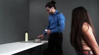 A naughty girl got caught with toys by a TSA agent in his office