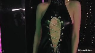 Skinny teen AngelQ strips on stage in erotic HD video