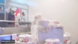 The girl is baking for a man, showcasing her skills in the kitchen