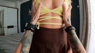 A young cute beauty makes a gorgeous blowjob and more