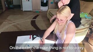 The baby did not pass the subject, so she had to fuck the tutor