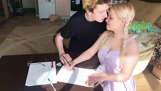 The baby did not pass the subject, so she had to fuck the tutor