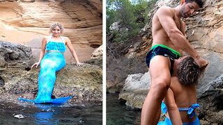 A guy picked up a mermaid while sailing and fucked her on the beach
