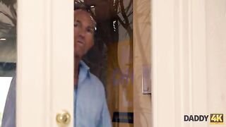 Athletic daddy tricked into outdoor sex with playful GF by cunning sons in Daddy4K style
