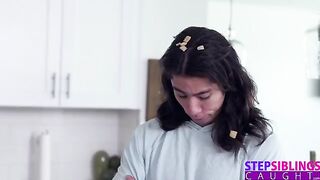 A guy is fucking with his hot stepsis Kyler Quinn in the kitchen