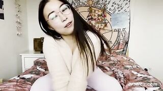 A happy Chinese girl played with herself on camera for us